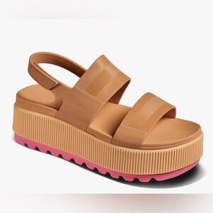 Tan and Pink Platform Sandals
